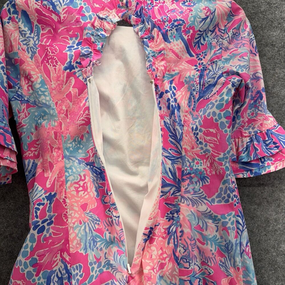 Lilly Pulitzer Dress Size 0 Light Pascha Pink Aquadesiac Fiesta Stretch Tropical - Picture 11 of 13